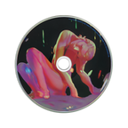 A disc with printed cover art featuring a stylized nude figure in pink and purple tones against a dark background.
