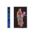 Cassette with distorted colourful graphic on front and blue 'D.C' design on spine.