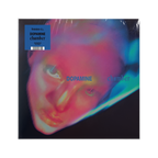 Vinyl record cover for 'Dopamine chamber', featuring a close-up portrait of a neon distorted face on a black background.