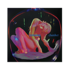 Album cover art for 'Dopamine chamber' featuring a neon-lit graphic of a female figure against a black background.