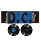 D.C. album vinyl set with a blue insert, and two black vinyl records.
